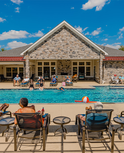 seniors at a community pool